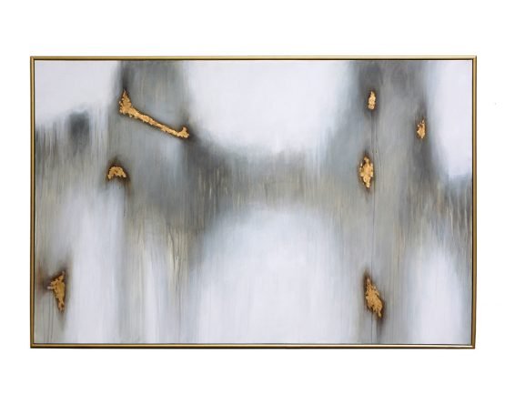 Water Marks - 72" X 48" - Gold Floater Frame Grey