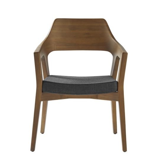 Beau Visitor Chair in Walnut with Seat in Gray