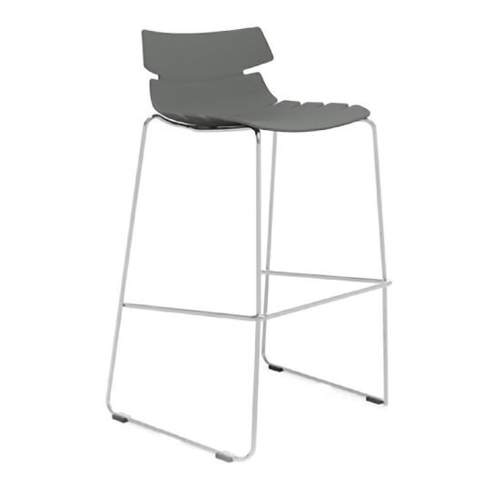 Alvin Polypropylene Bar Stool Shell in Gray with Chrome Steel Base