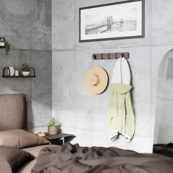 Flip 5 Wall Mounted Hook Grey-Pewter