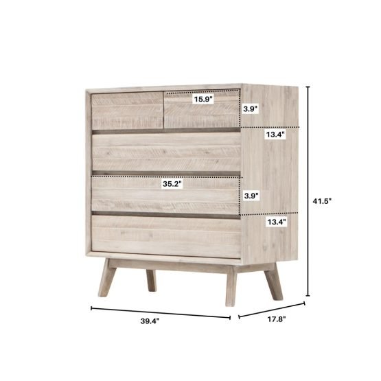 Gia 5 Drawer Chest - Light Driftwood - Image 14