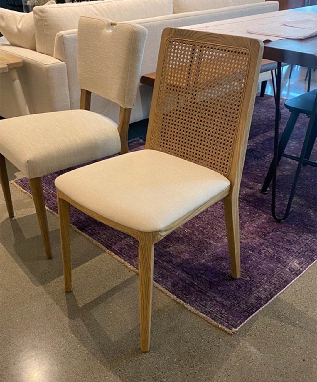 Cane Dining Chair - Oyster Linen/Natural Frame - Image 7
