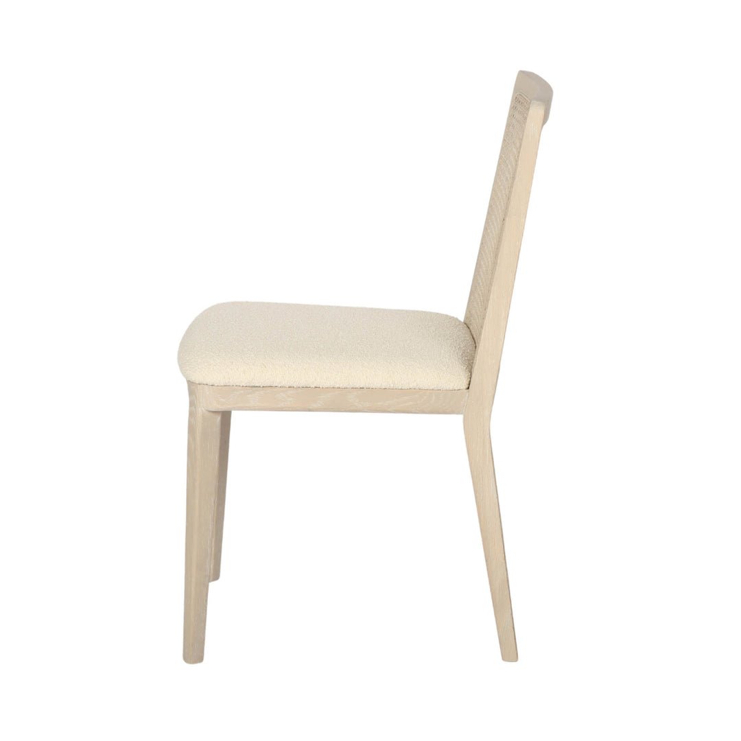 Cane Dining Chair - Scandi Boucle White/White Wash Frame (Limited Edition) - Image 3