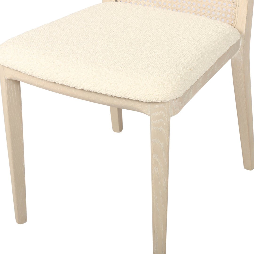 Cane Dining Chair - Scandi Boucle White/White Wash Frame (Limited Edition) - Image 6