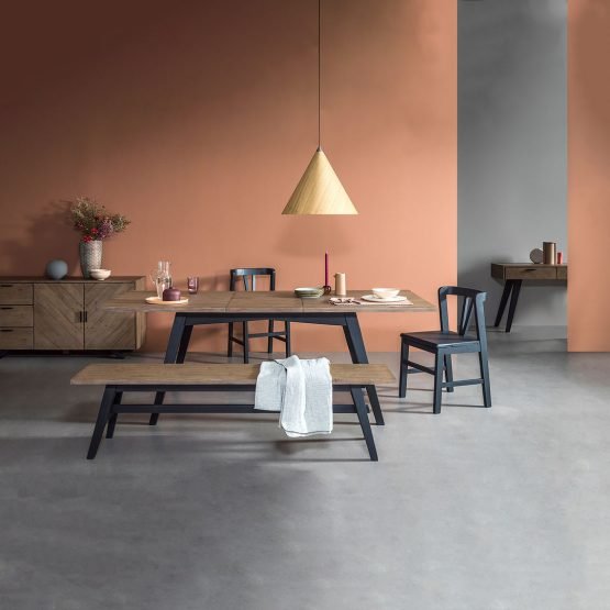 Viva Dining Bench - Sundried Wheat - Matte Black - Image 2