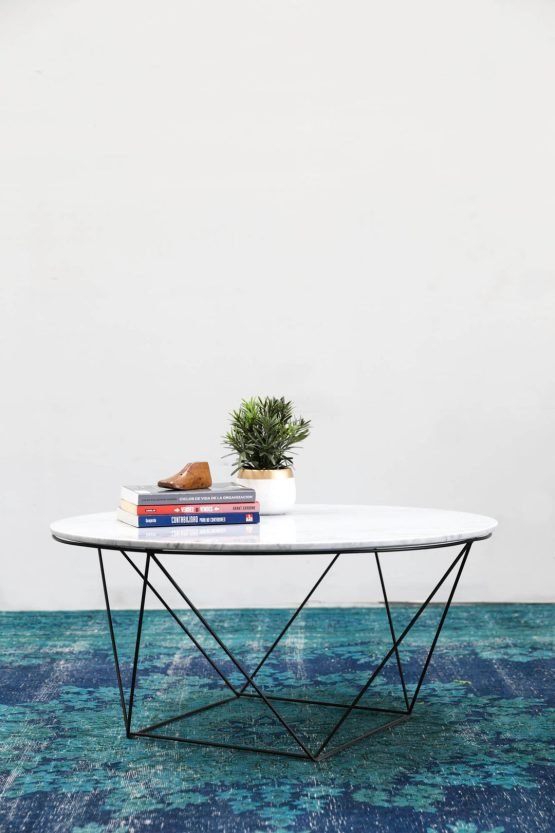 Valencia Round Coffee Table - Grey Marble/Black Matte - Image 3