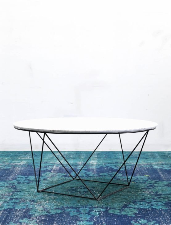 Valencia Round Coffee Table - Grey Marble/Black Matte - Image 4