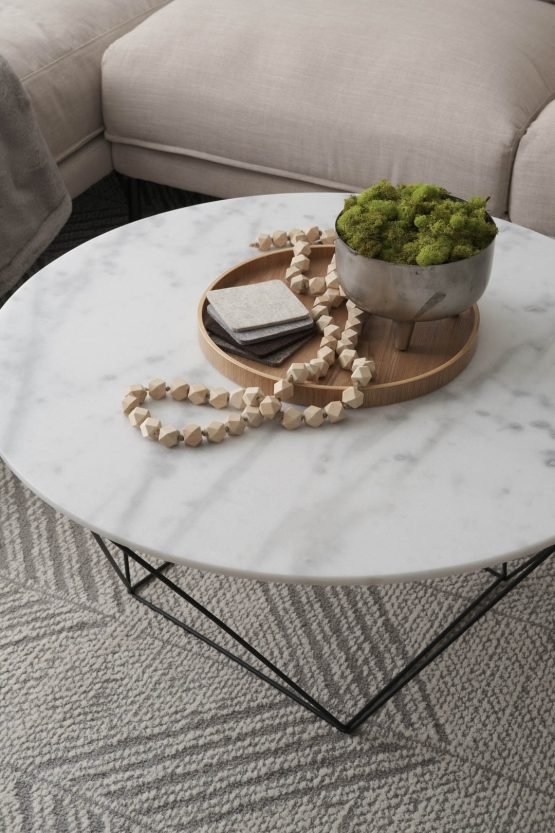 Valencia Round Coffee Table - Grey Marble/Black Matte - Image 9