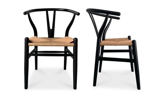 VENTANA DINING CHAIR BLACK AND NATURAL - SET OF TWO GREY