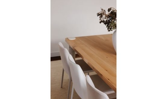 CENTURY DINING TABLE NATURAL WHITE MARBLE LEG BEIGE TRAVERTINE - Image 5