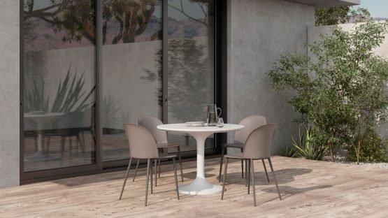 TULI OUTDOOR CAFE TABLE WHITE TERRAZZO LIGHT GREY - Image 2