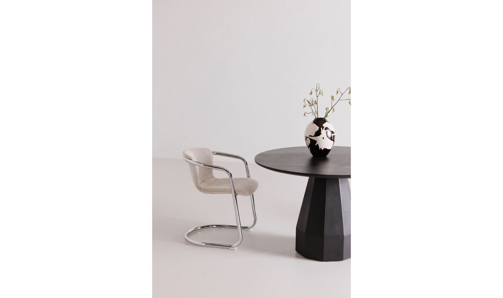 FREEMAN CHROME FRAME DINING CHAIR - SET OF TWO BLENDED CREAM - Image 3