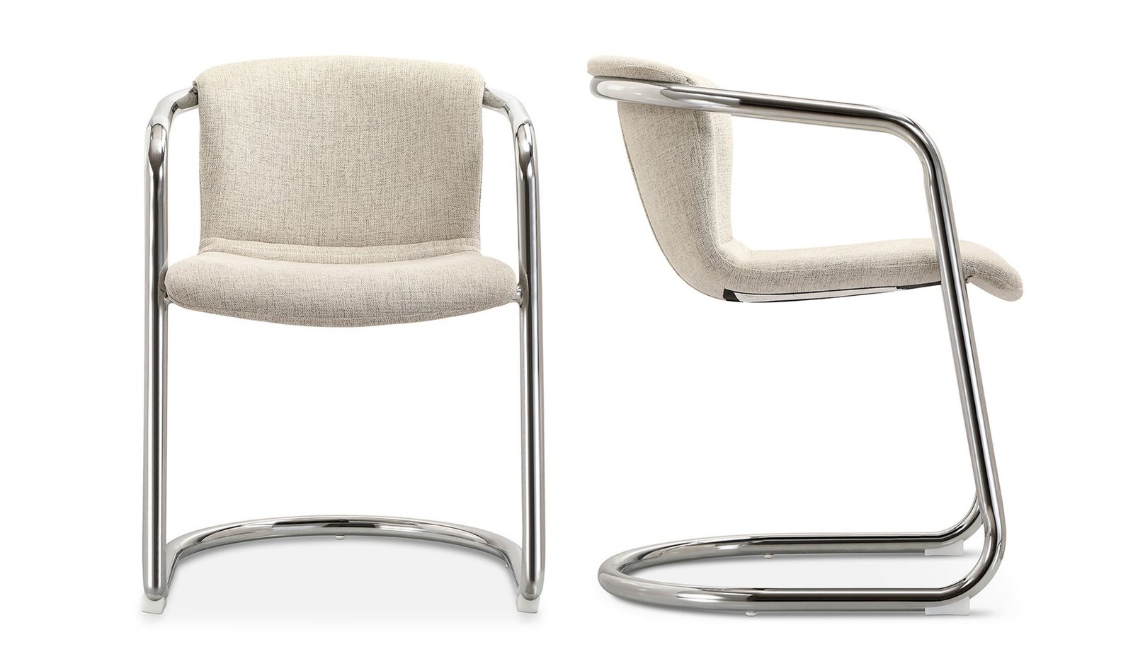 FREEMAN CHROME FRAME DINING CHAIR - SET OF TWO BLENDED CREAM - Image 4