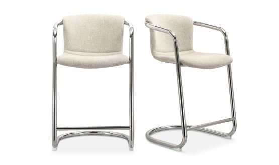 FREEMAN CHROME FRAME COUNTER STOOL - SET OF TWO BLENDED CREAM