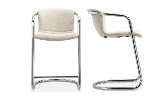 FREEMAN CHROME FRAME COUNTER STOOL - SET OF TWO BLENDED CREAM - Image 4