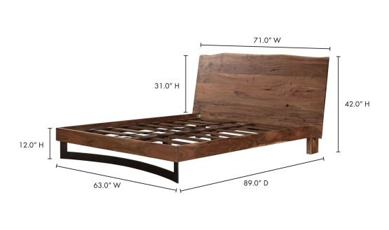BENT QUEEN SIZE BED BROWN - Image 4