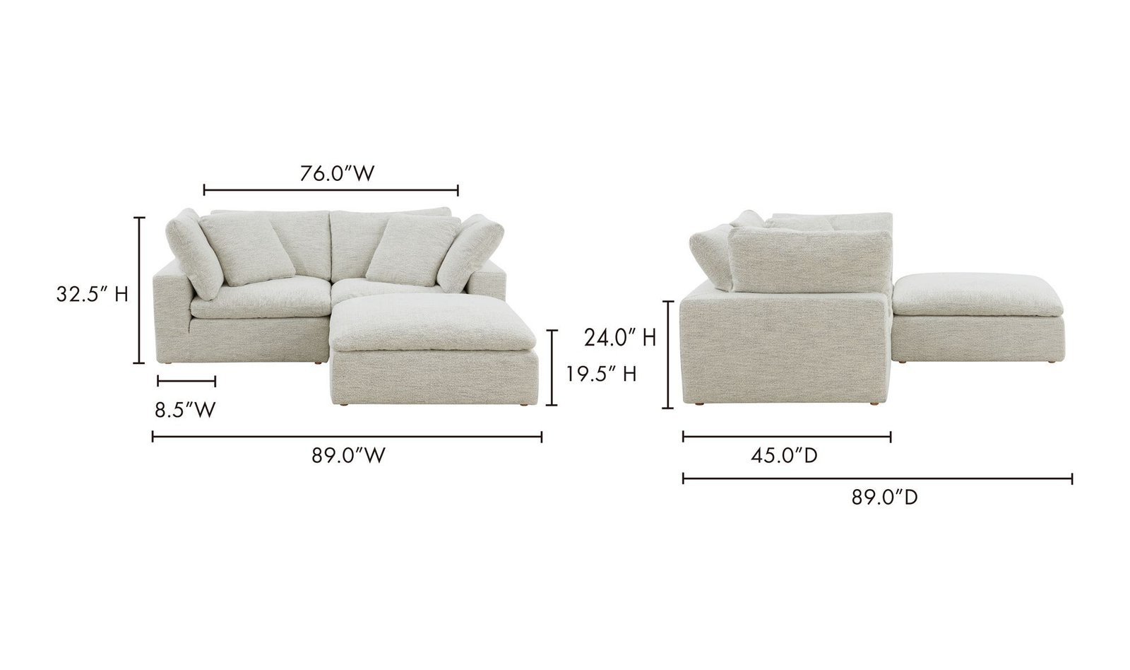 CLAY NOOK MODULAR SECTIONAL COASTSIDE SAND LIGHT GREY - Image 6