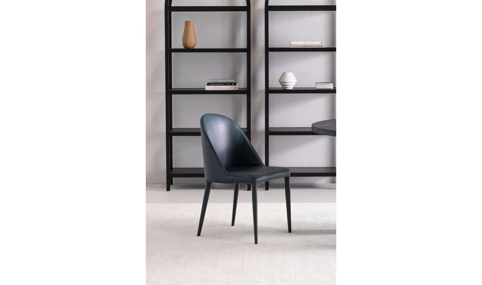 BURTON DINING CHAIR DARK TEAL VEGAN LEATHER - SET OF TWO BLACK FADE - Image 4