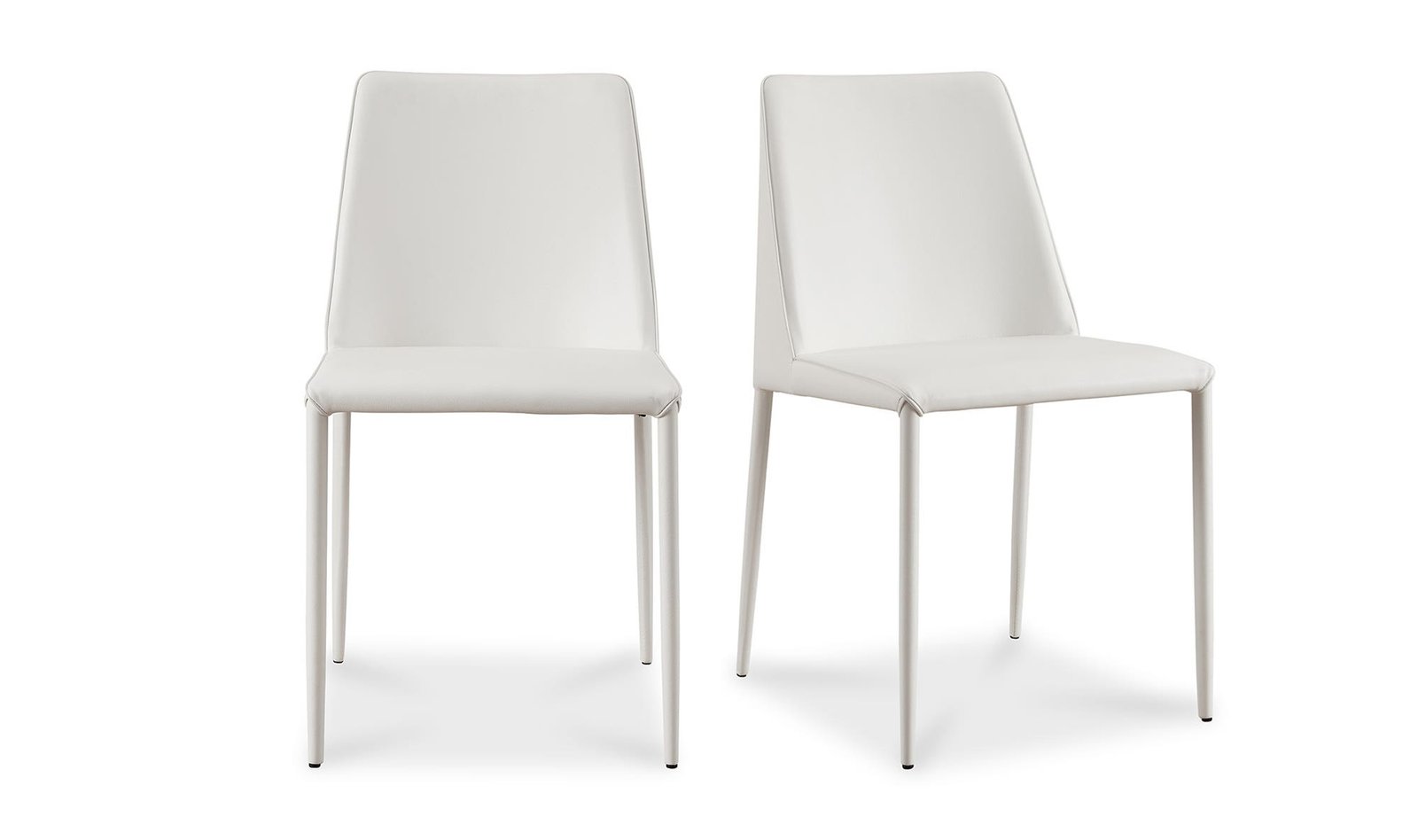 NORA DINING CHAIR WHITE VEGAN LEATHER - SET OF TWO BLACK