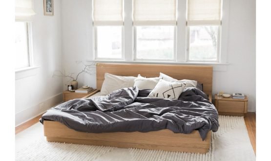 ROUND OFF QUEEN BED LIGHT OAK BROWN LIGHT BROWN - Image 2