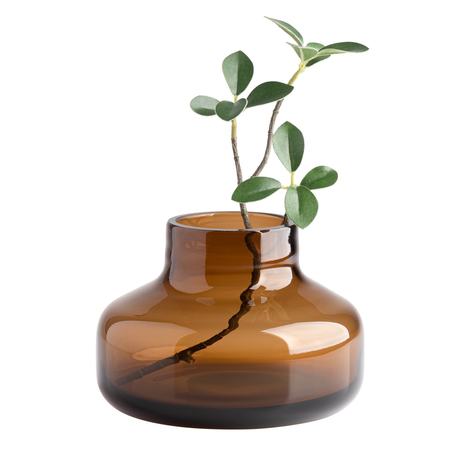 Beau Mini Bottle 4 Inch Tall Wide Glass Vase - Brown - Image 6