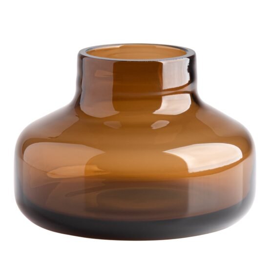 Beau Mini Bottle 4 Inch Tall Wide Glass Vase - Brown