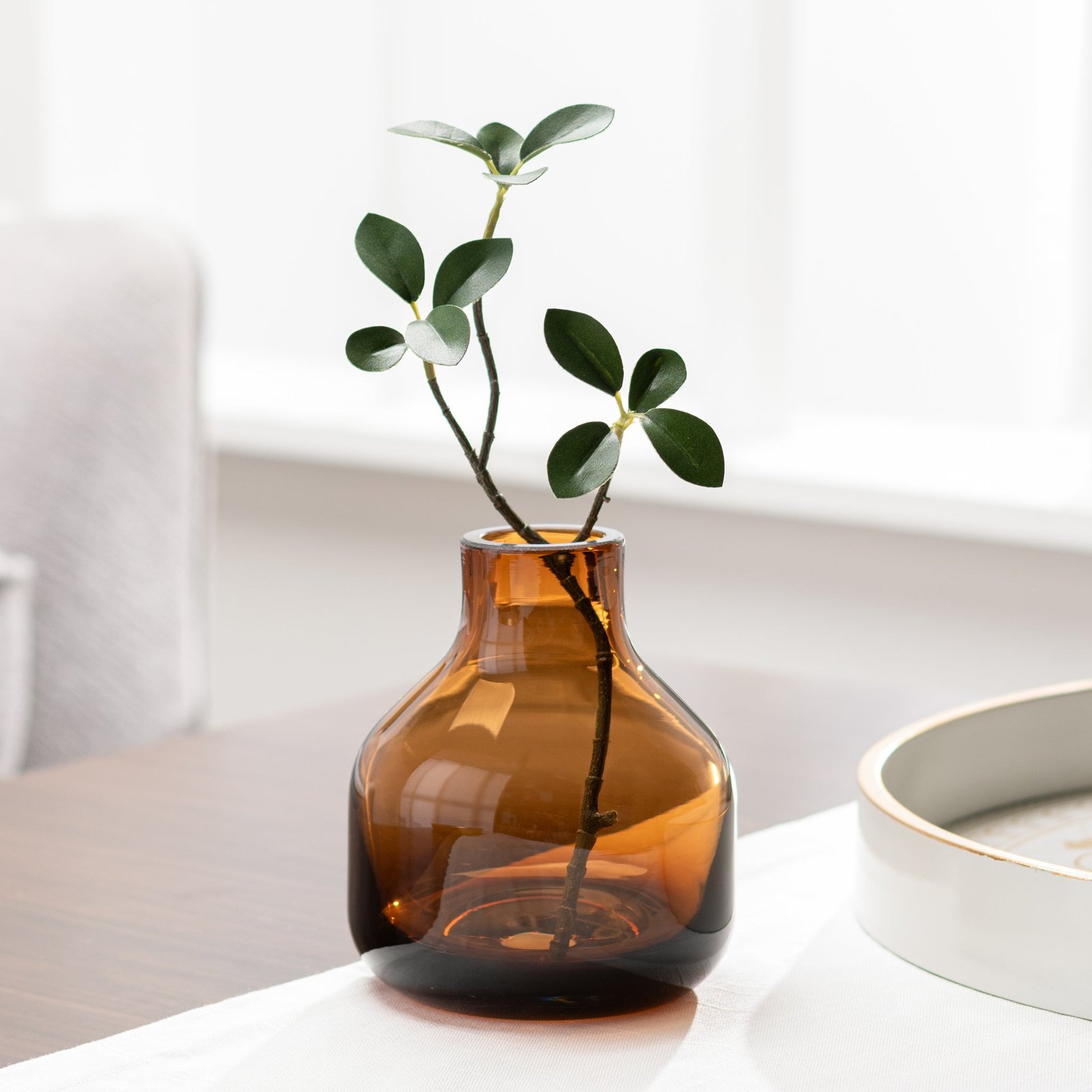 Beau Mini Bottle 5 Inch Tall Glass Vase - Brown - Image 5