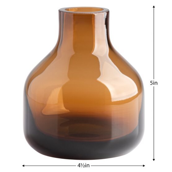 Beau Mini Bottle 5 Inch Tall Glass Vase - Brown - Image 2