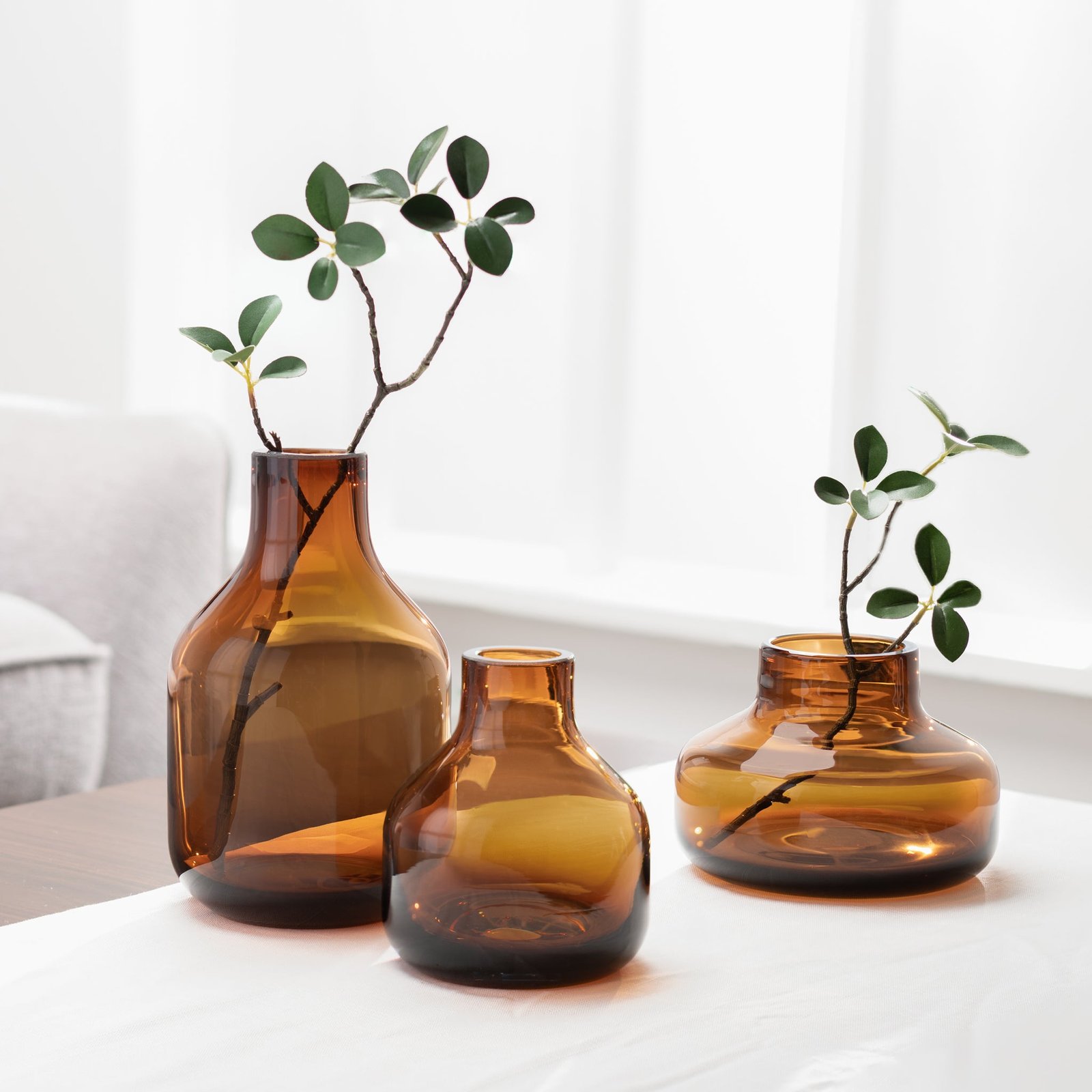 Beau Mini Bottle 5 Inch Tall Glass Vase - Brown - Image 3