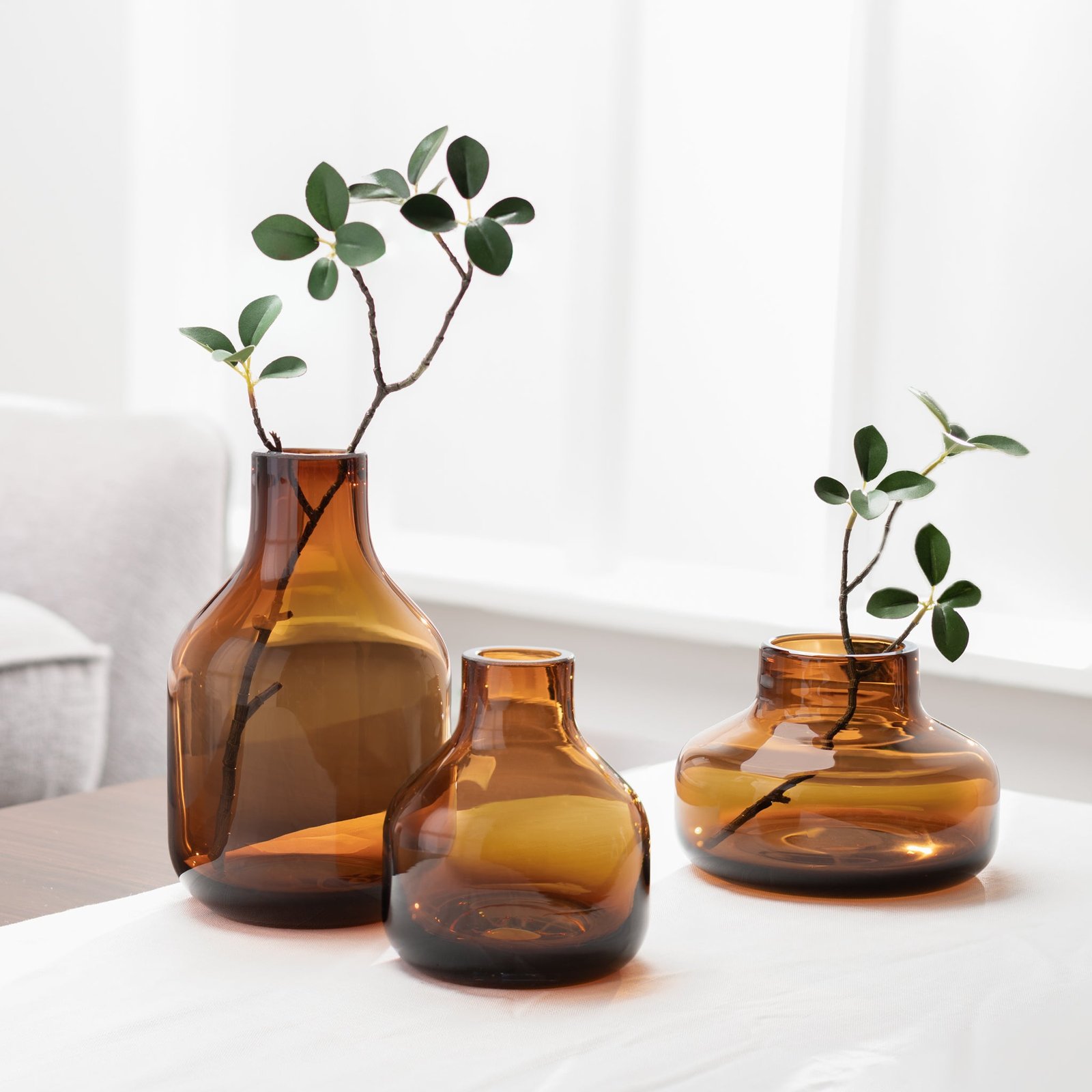Beau Mini Bottle 5 Inch Tall Glass Vase - Brown - Image 4