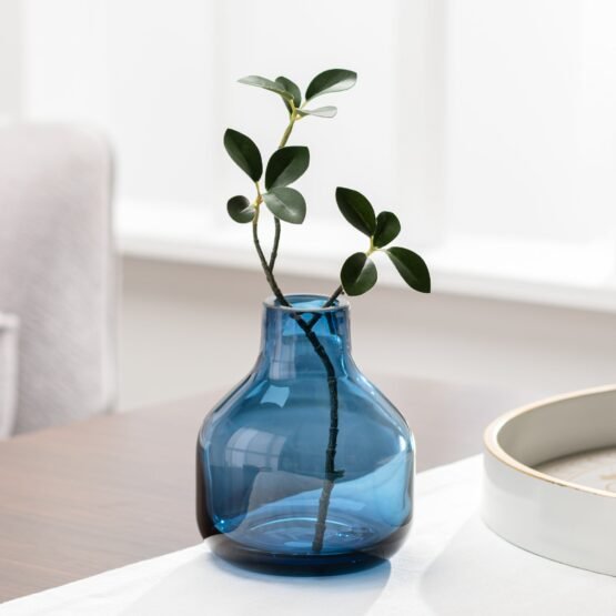 Beau Mini Bottle 5 Inch Tall Glass Vase - Blue - Image 5