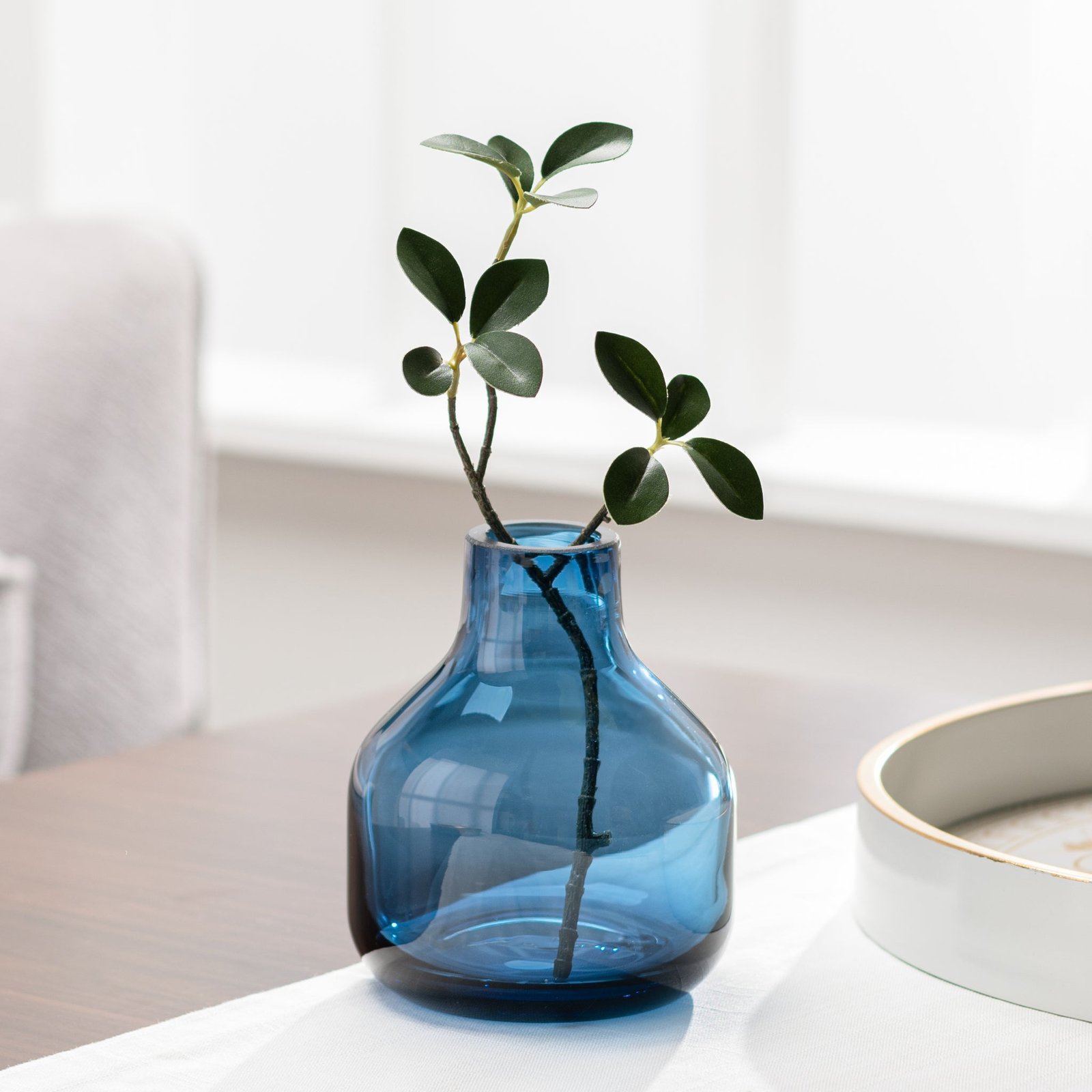 Beau Mini Bottle 5 Inch Tall Glass Vase - Blue - Image 5