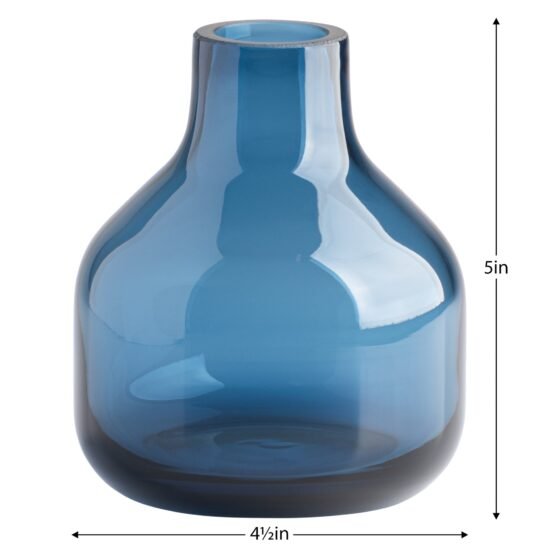 Beau Mini Bottle 5 Inch Tall Glass Vase - Blue - Image 2
