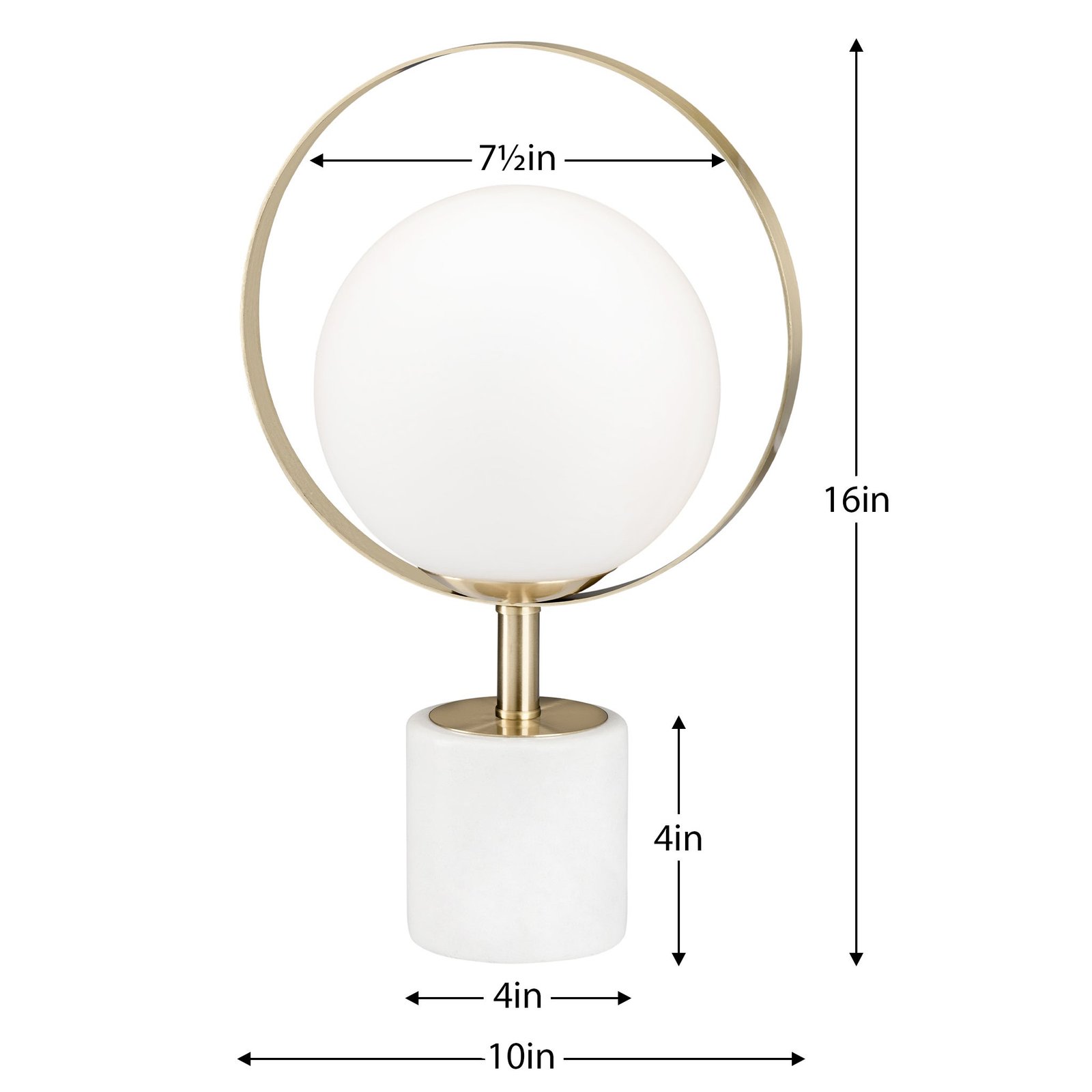 Halo Frosted Glass Globe 16h" Marble Base Table Lamp - Image 3