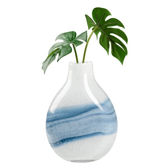 Andrea Swirl Glass 10.75 Inch Tall Bulb Vase - White - Image 6