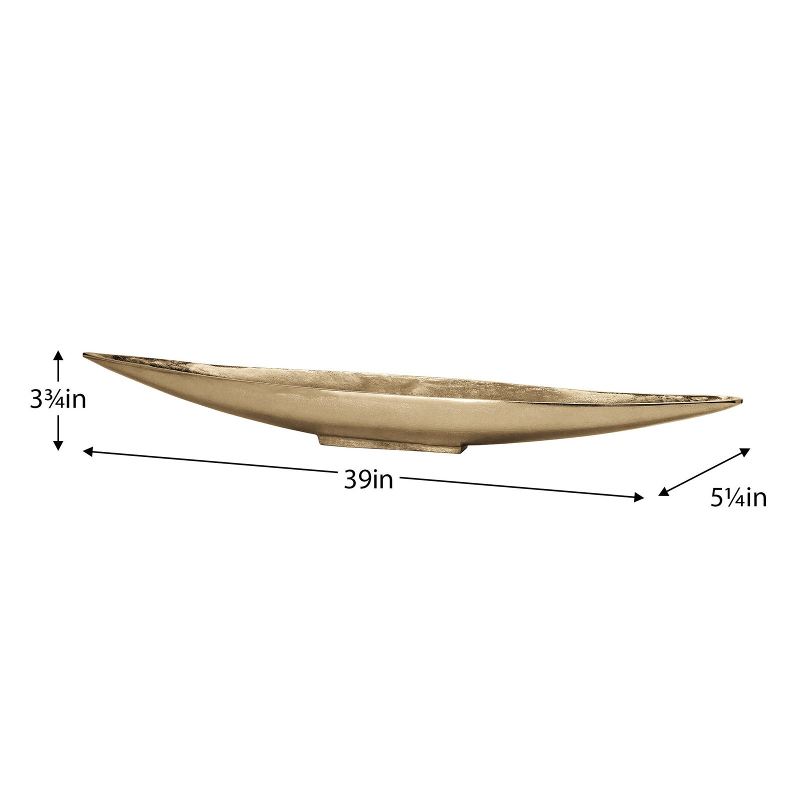 Volta Raw Aluminum 39 Inch Length Centerpiece Boat Bowl - Gold - Image 3