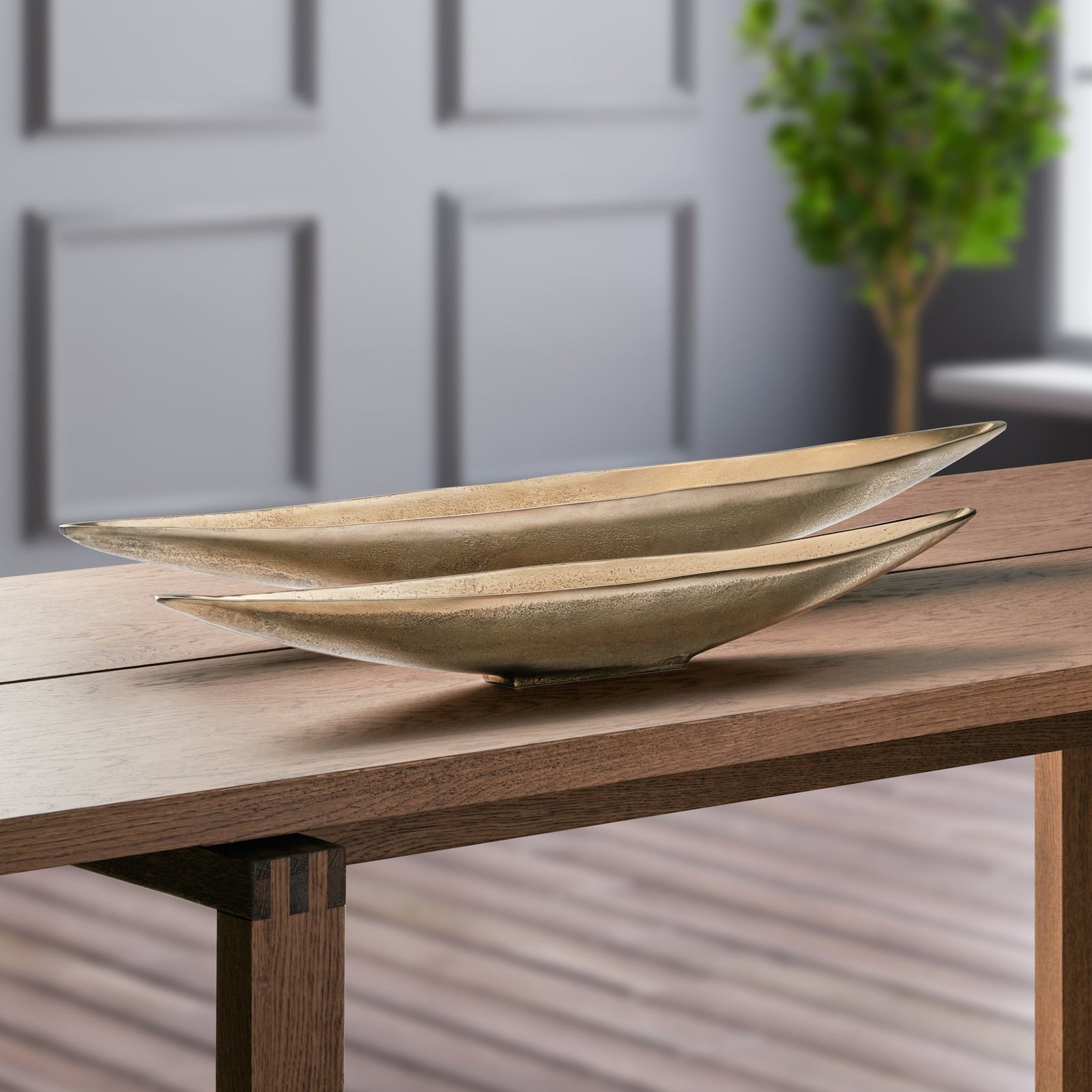 Volta Raw Aluminum 39 Inch Length Centerpiece Boat Bowl - Gold - Image 4