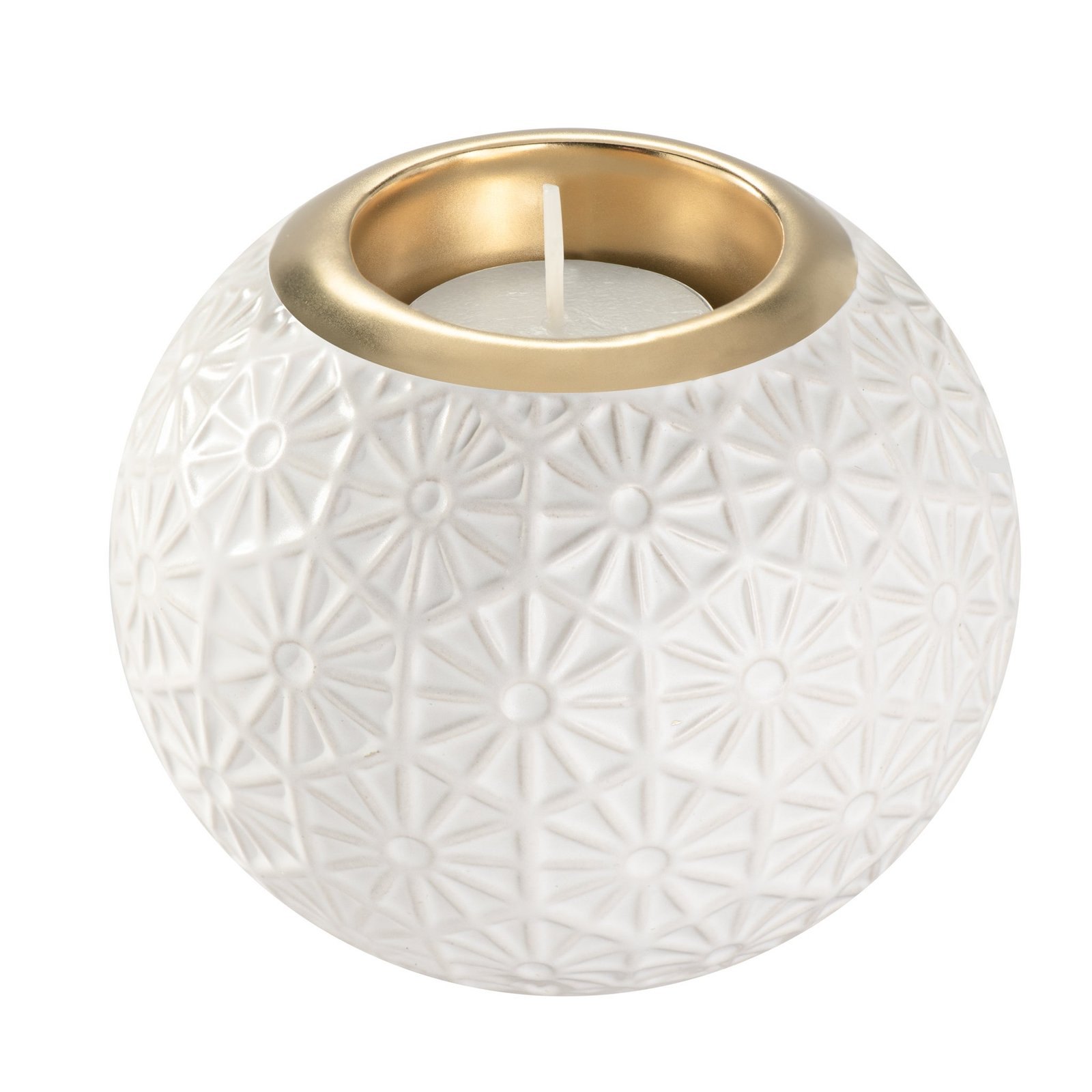 Sol Sunburst Mosaic Gold Trim Ceramic Tealight Holder - Image 6