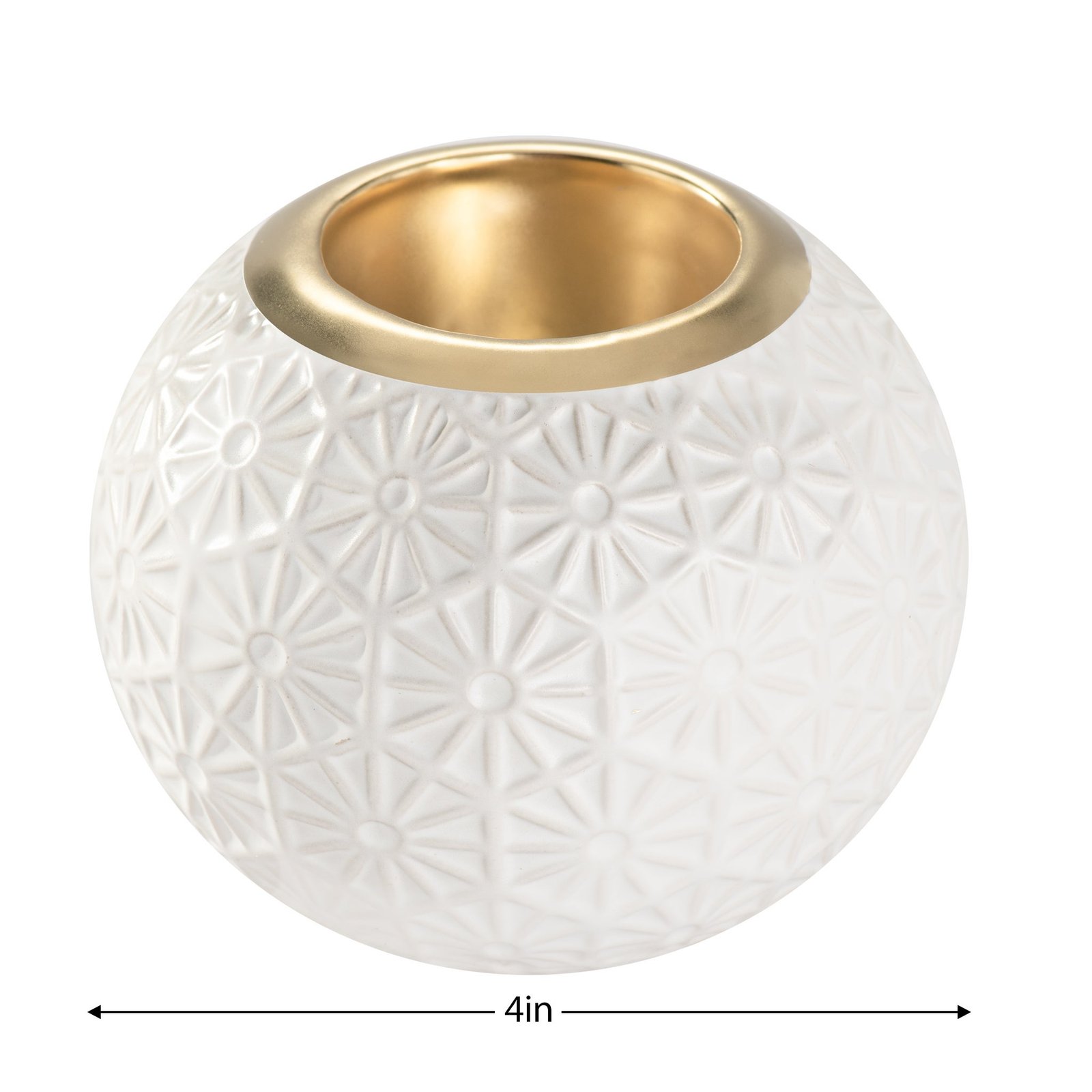 Sol Sunburst Mosaic Gold Trim Ceramic Tealight Holder - Image 3