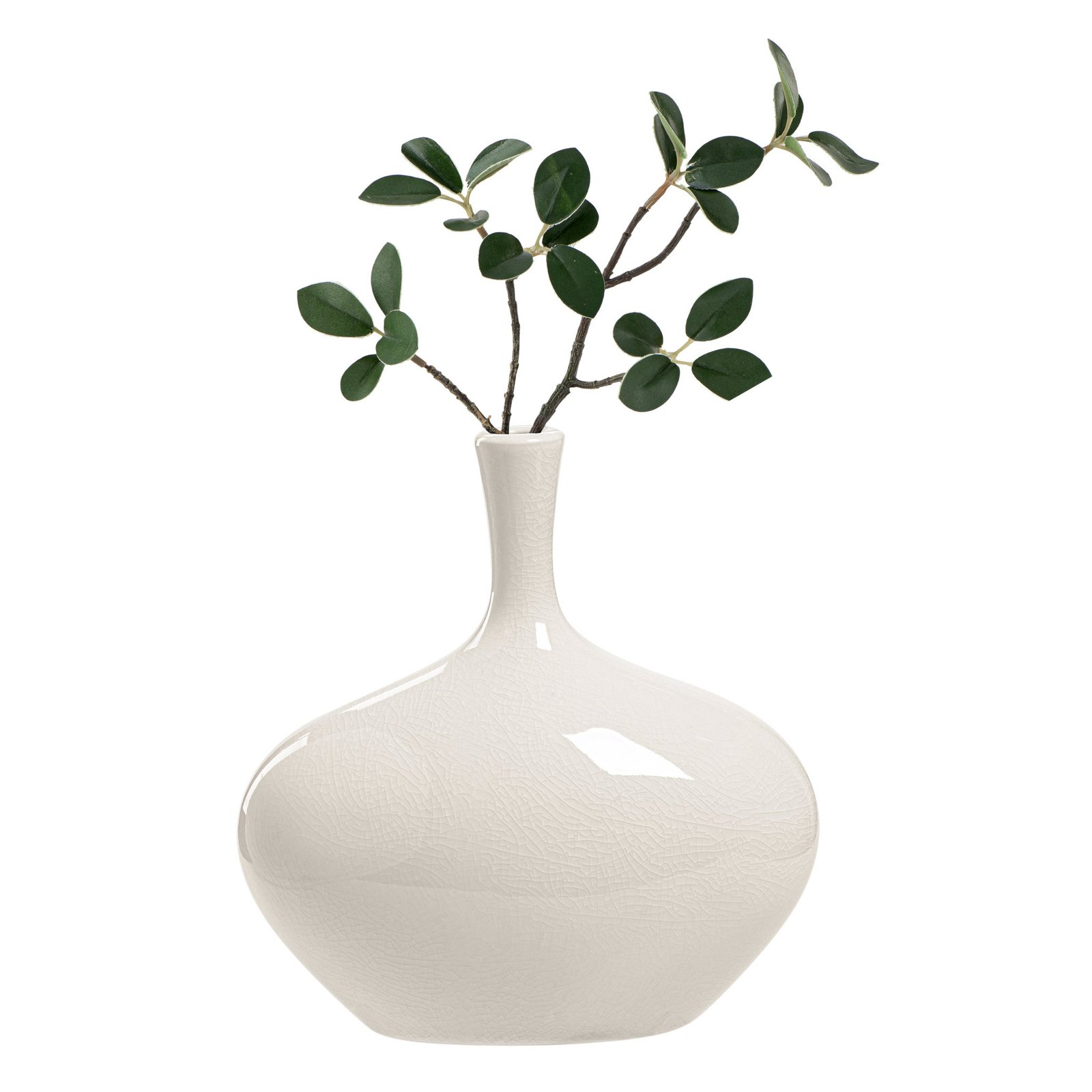 Lilo White Crackle Ceramic 8.25 Inch Tall Wide Vase - Image 7