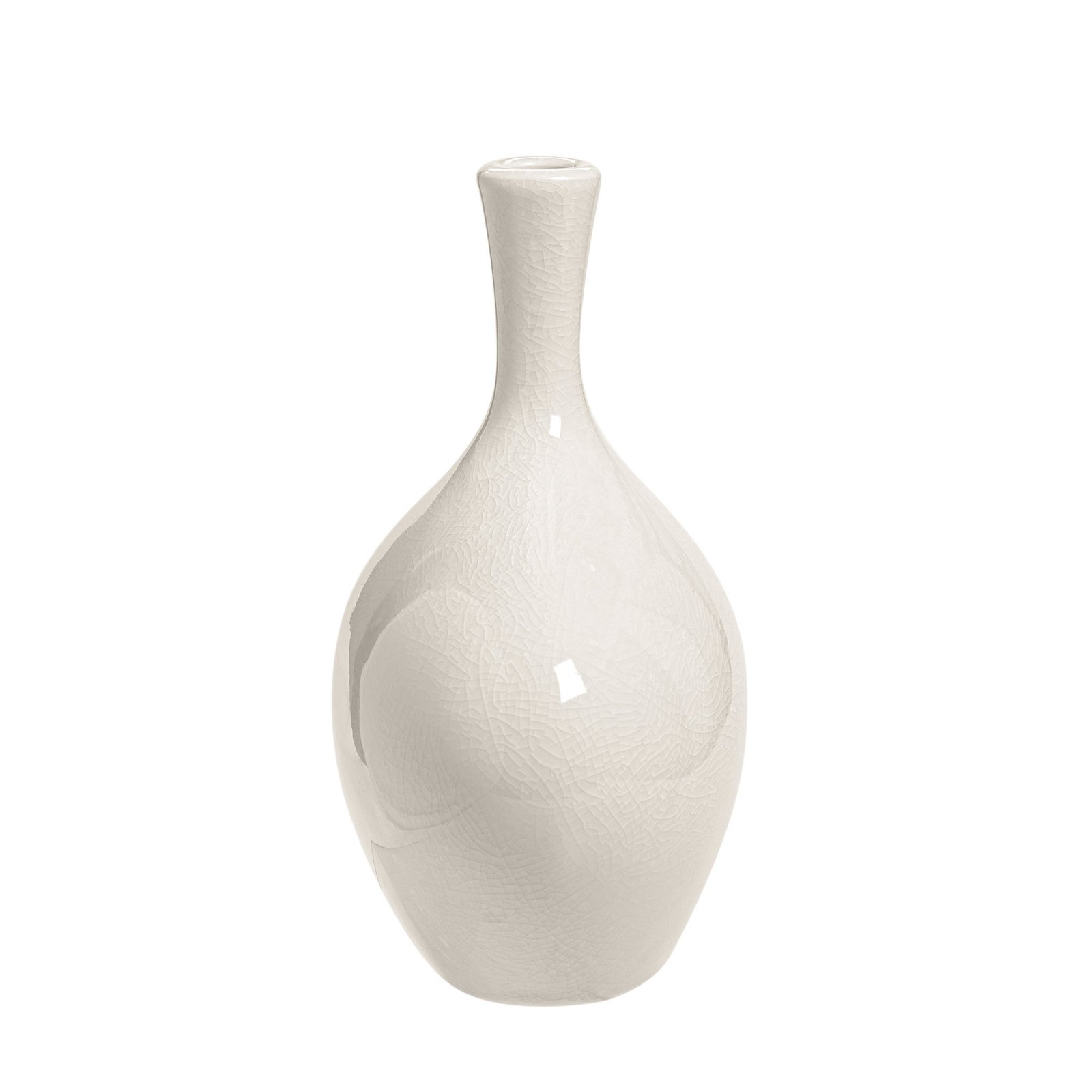 Lilo White Crackle Ceramic 8.25 Inch Tall Wide Vase - Image 3