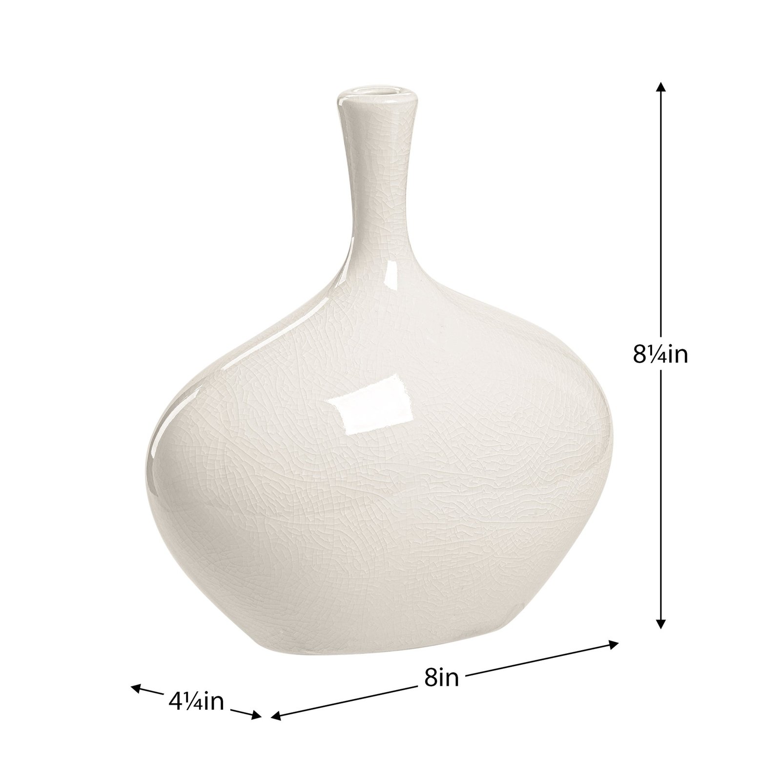 Lilo White Crackle Ceramic 8.25 Inch Tall Wide Vase - Image 4