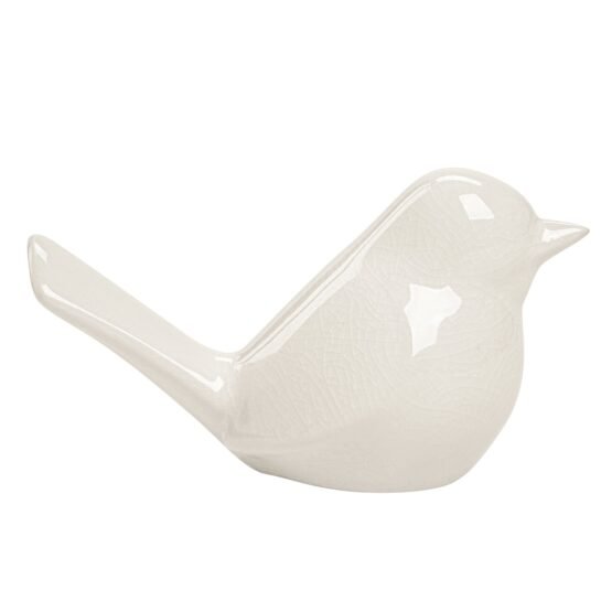 Lilo White Crackle Ceramic Bird Decor Sculpture - Image 7