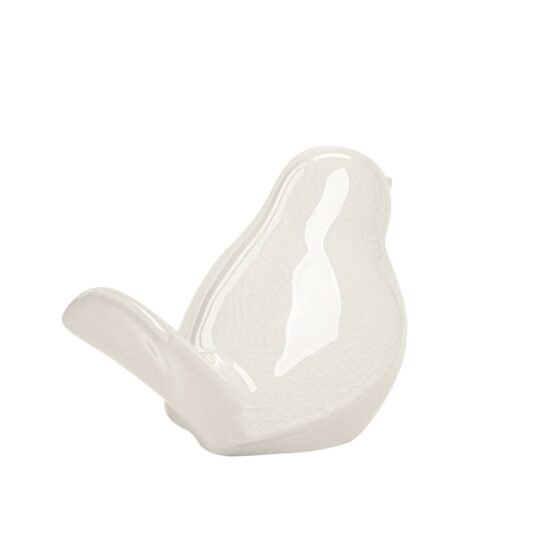 Lilo White Crackle Ceramic Bird Decor Sculpture - Image 2