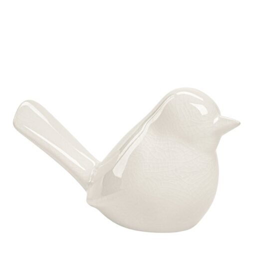 Lilo White Crackle Ceramic Bird Decor Sculpture - Image 3