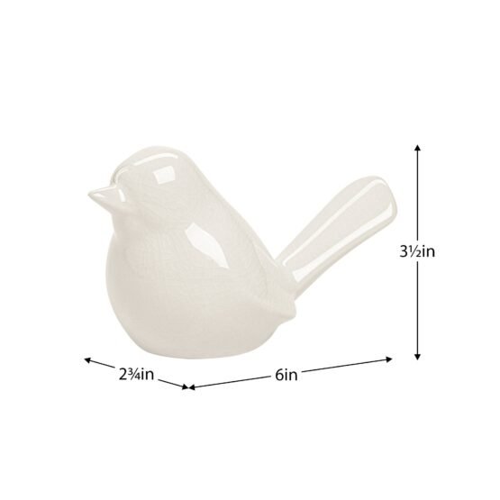 Lilo White Crackle Ceramic Bird Decor Sculpture - Image 4