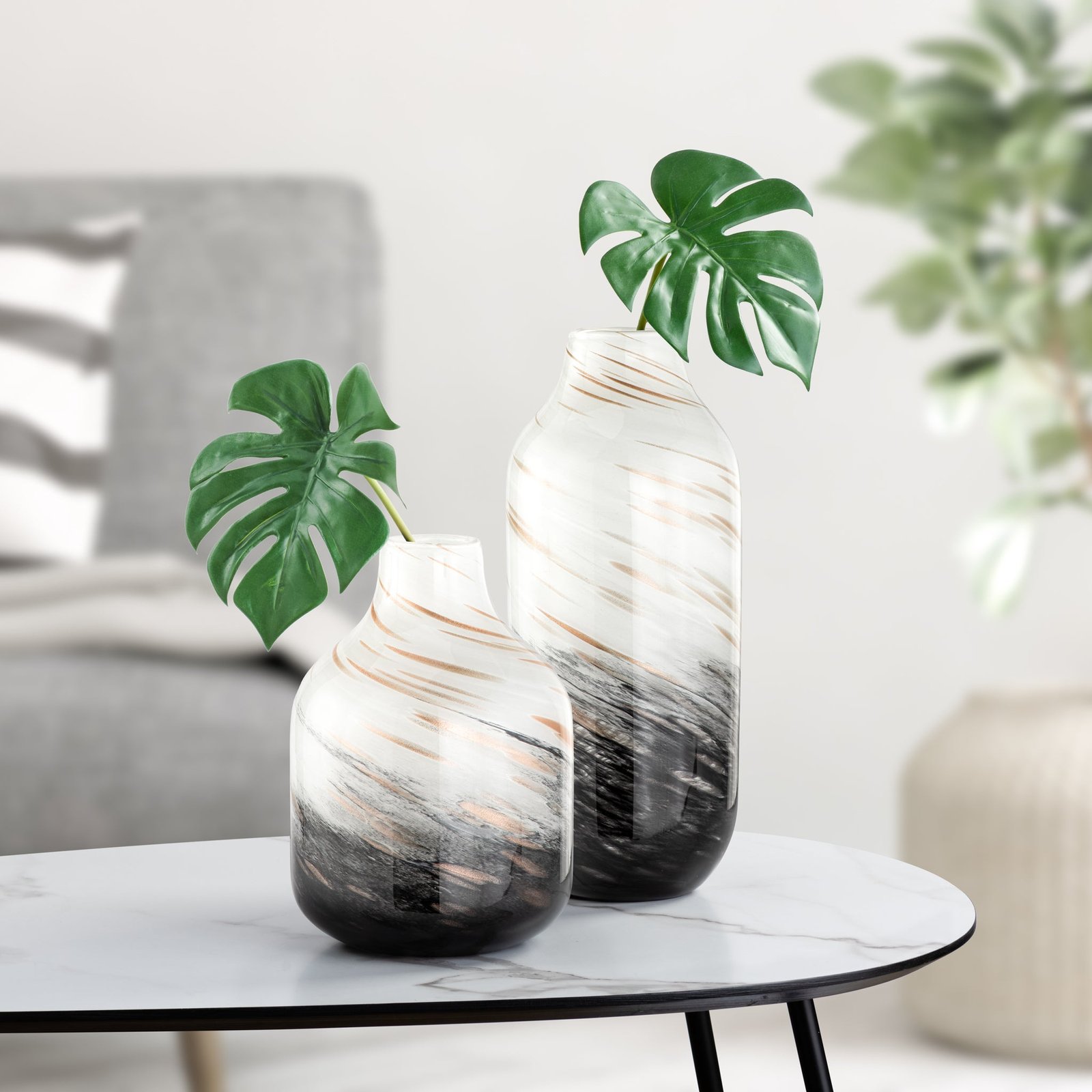 Galaxy Gold Swirl 13.5 Inch Tall Glass Vase - Image 4