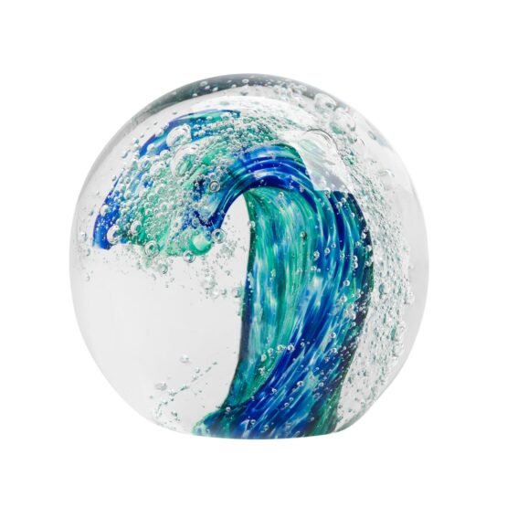 Blue Wave Glass Ball 3 Inch Paperweight Decor - Image 2