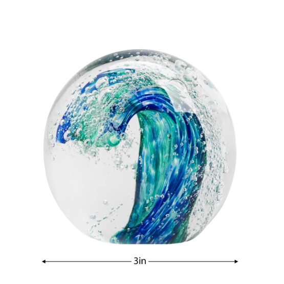 Blue Wave Glass Ball 3 Inch Paperweight Decor - Image 3