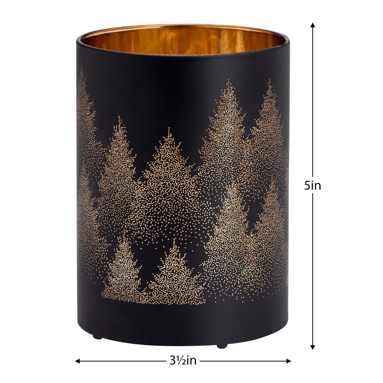 Silhouette Tree Design Black Glass 3.5x5 Inch LED Hurricane Lamp - Image 3